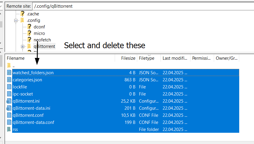Delete pre made configs