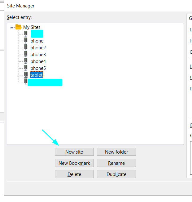 Select New Site